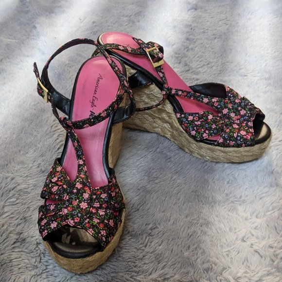 American Eagle Outfitters Shoes - American Eagle Floral Wedge Shoes